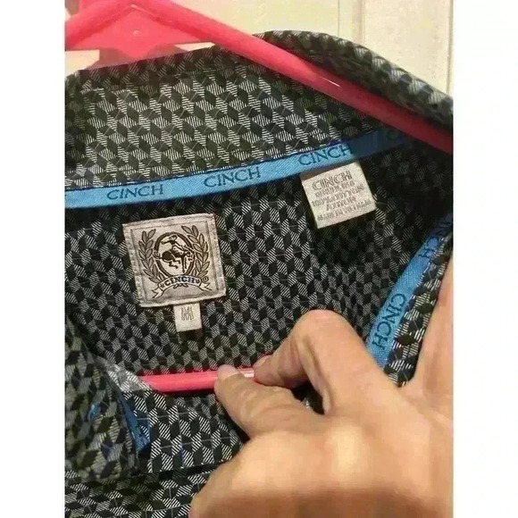 Cinch Blue Print Button Down Shirt Mens Sz M Western Cowboy Rodeo - Picture 3 of 6